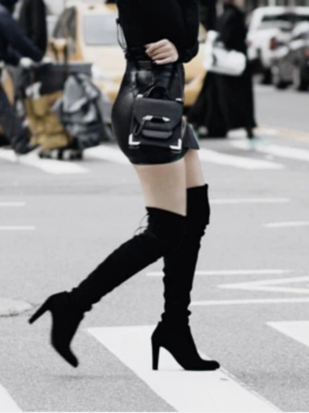 Stuart Weitzman Black Suede Over-the-Knee High Heel Boots